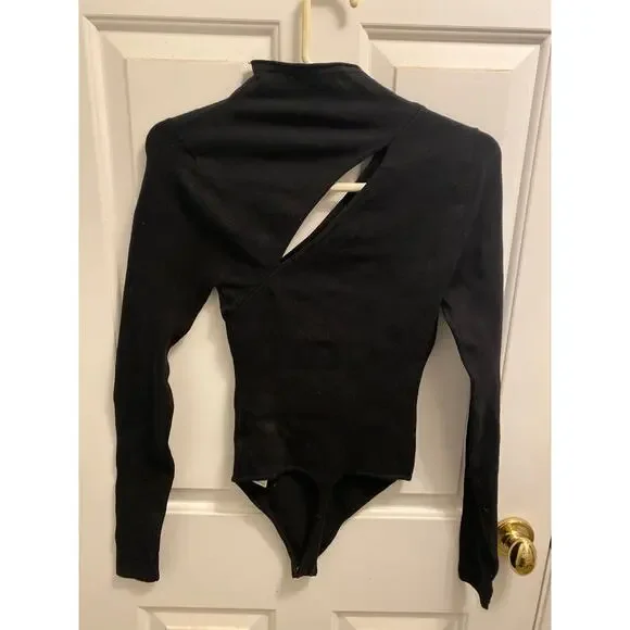 NWOT Good American Women's Size 0 Black Long Sleeve One Piece Bodysuit - Picture 3 of 6